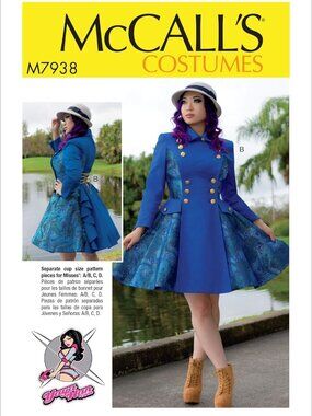McCalls Sewing Pattern M7938 Costume Anime Dapper Days Cosplay Misses Size 14-22